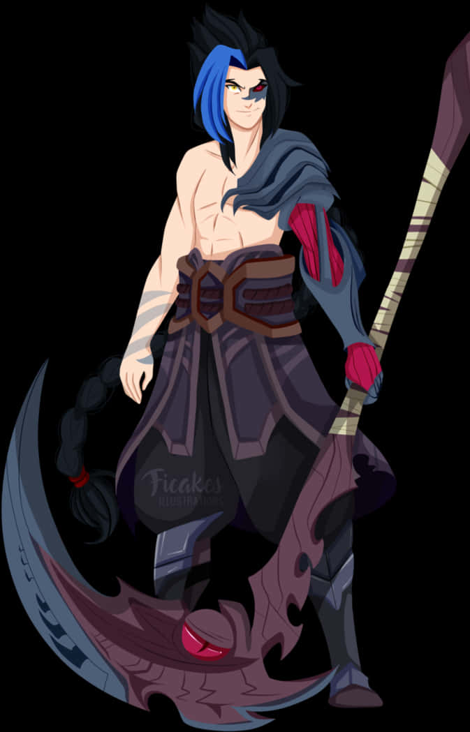 Animated Warriorwith Scythe PNG image