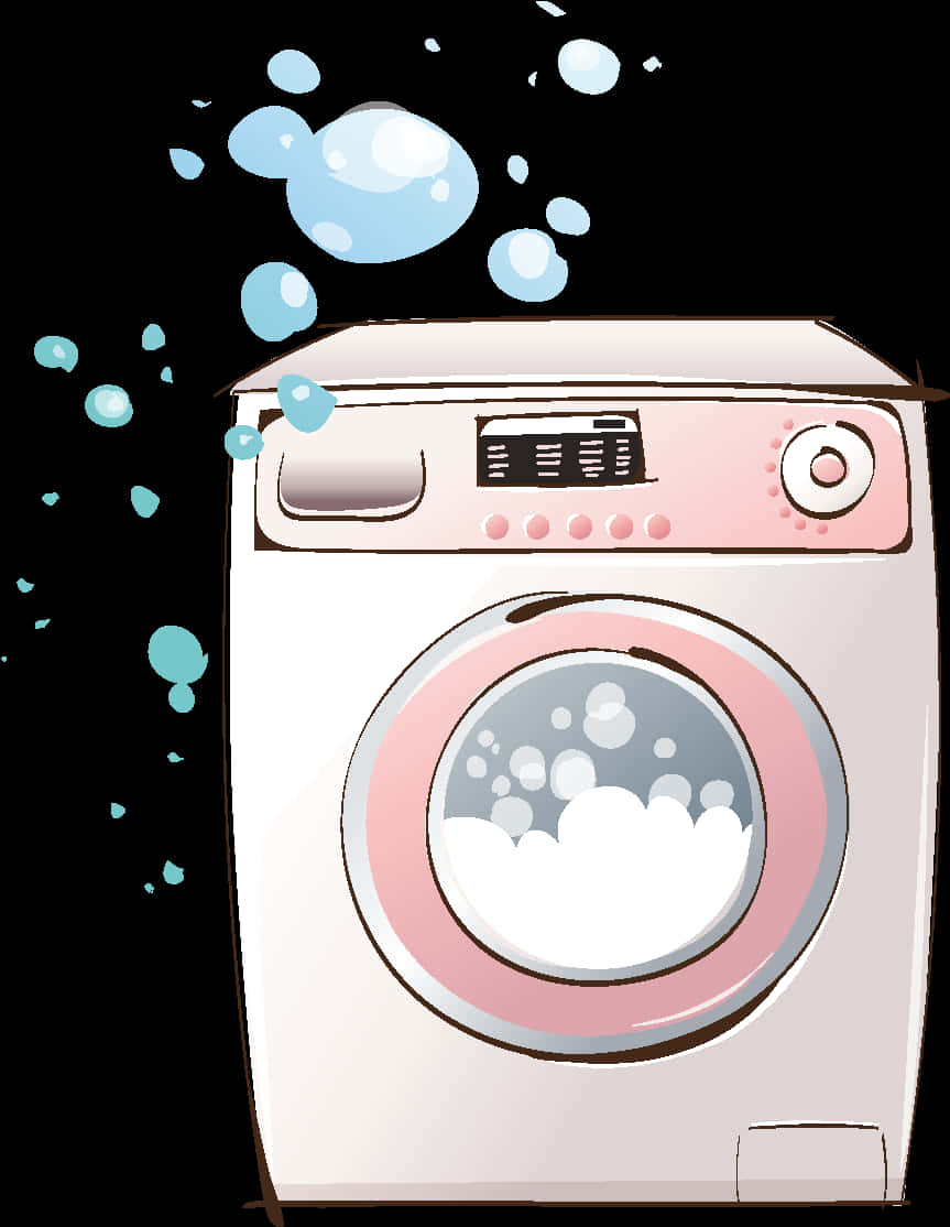 Animated Washing Machinewith Bubbles PNG image