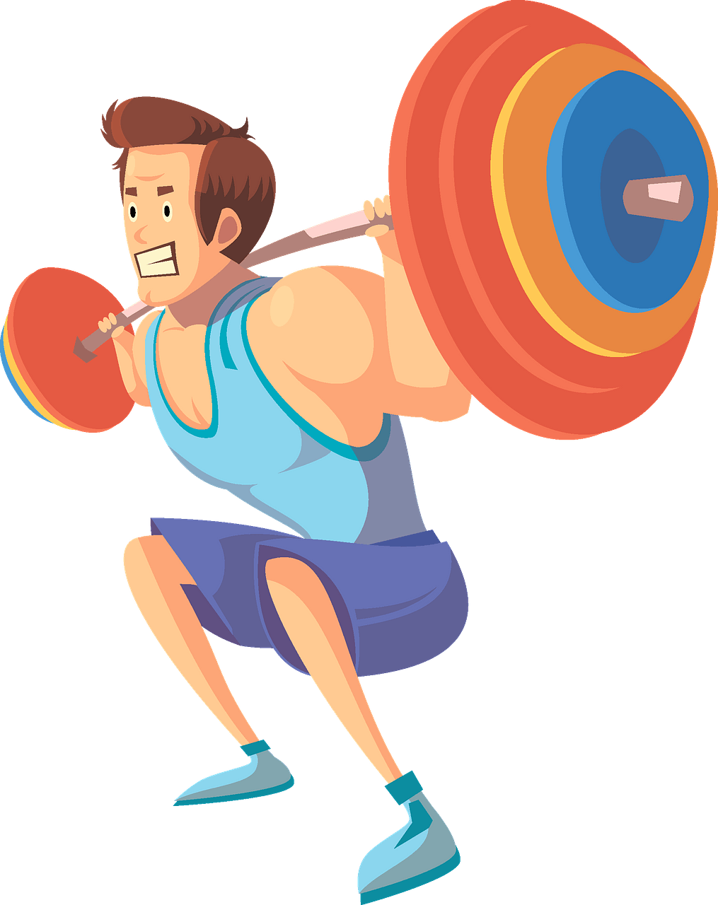 Animated Weightlifter Performing Squat PNG image