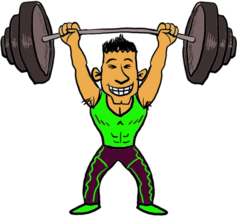 Animated Weightlifter Raising Barbell PNG image