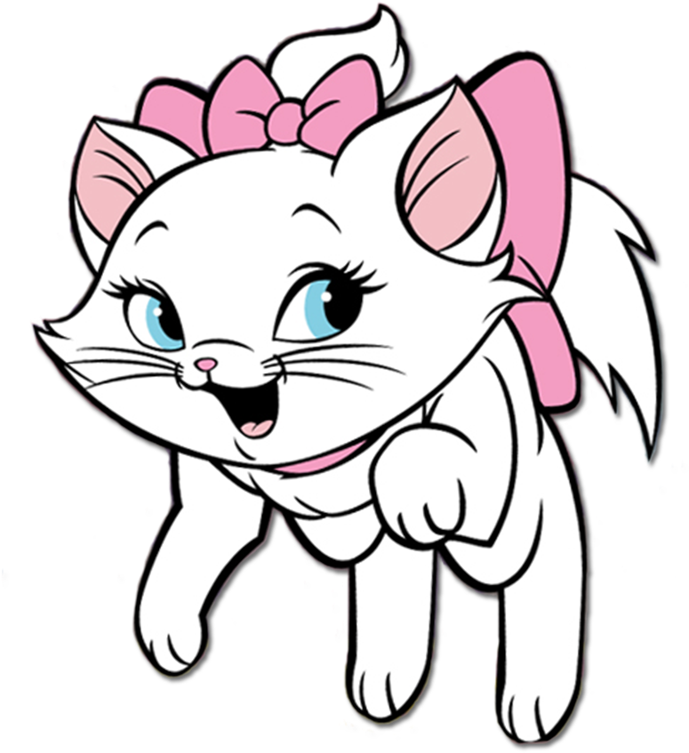 Animated White Kitten With Pink Bow PNG image