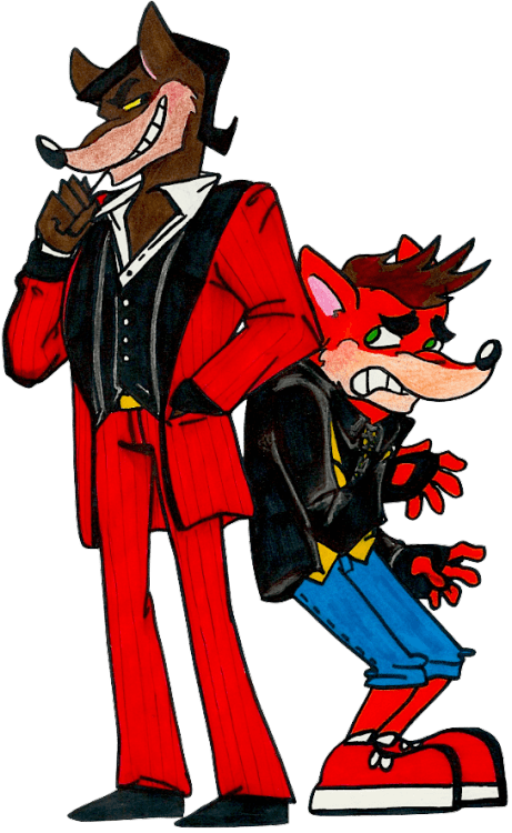 Animated_ Wolf_and_ Marsupial_ Characters PNG image