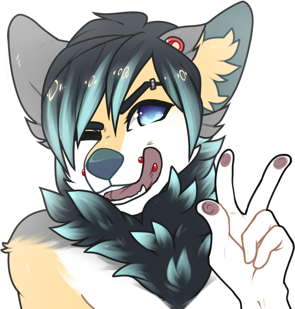 Animated Wolf Characterwith Piercings PNG image