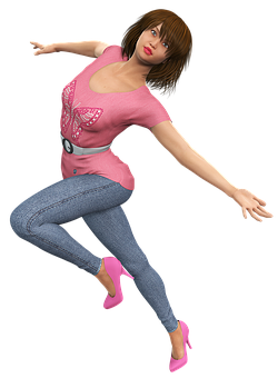 Animated Woman Dancing Pose PNG image