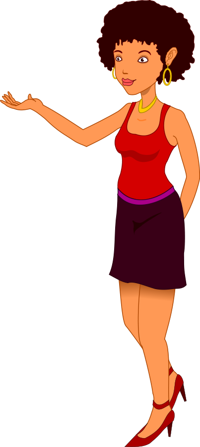 Animated Woman Presenting Something PNG image