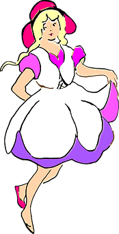 Animated Womanin Pinkand White Dress PNG image