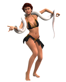 Animated Womanwith Snake PNG image