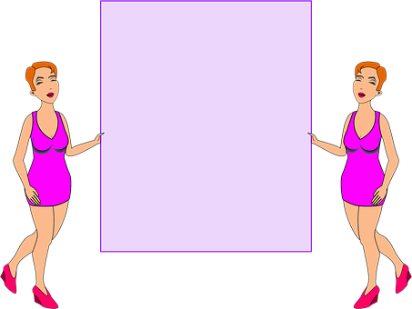 Animated Women Holding Sign PNG image