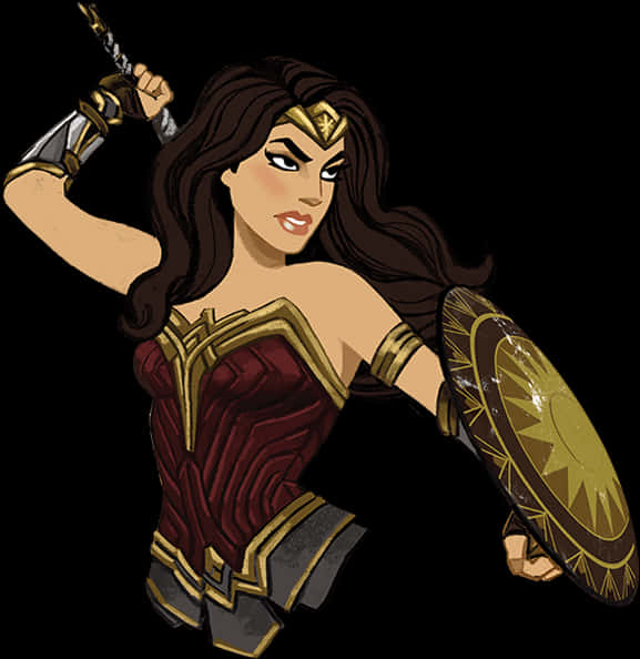 Animated Wonder Woman Action Pose PNG image