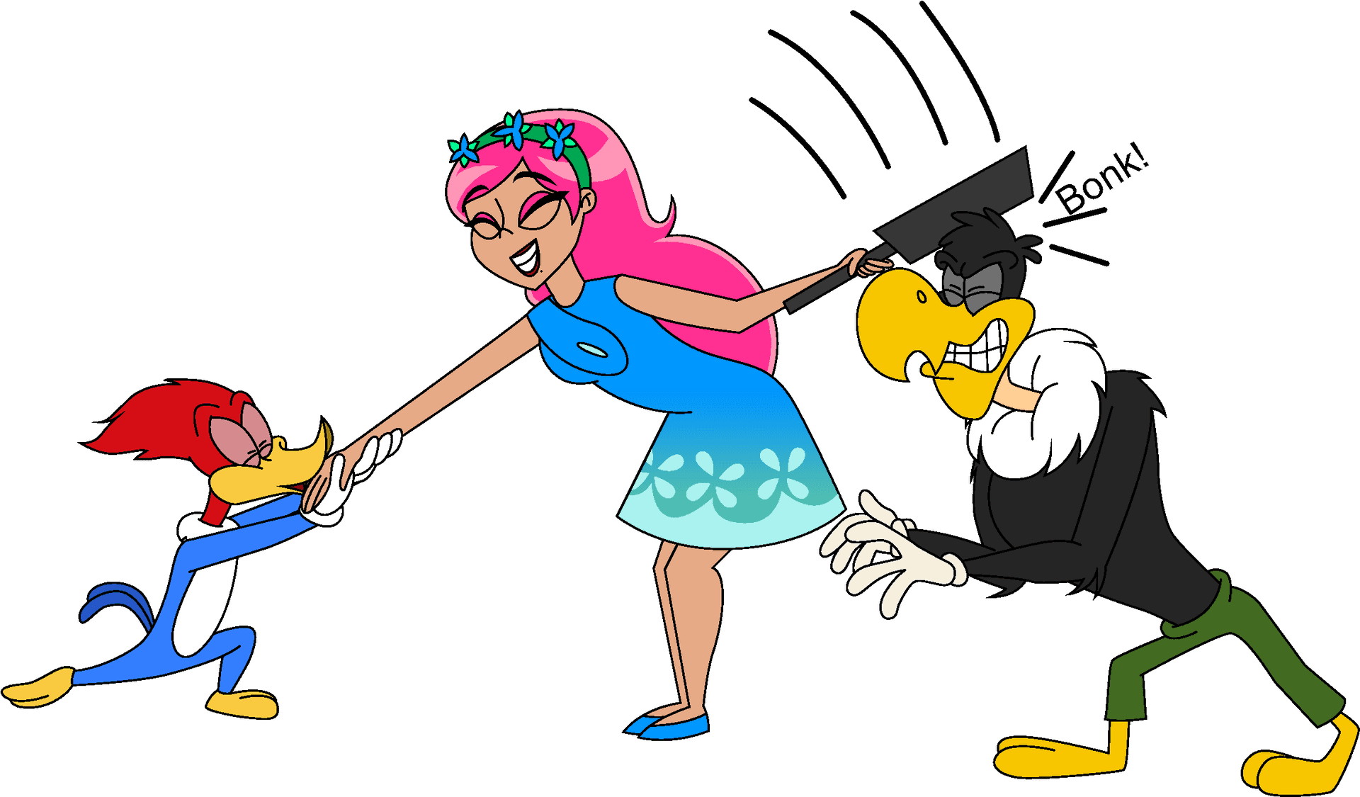 Animated Woodpecker Comedy Scene PNG image