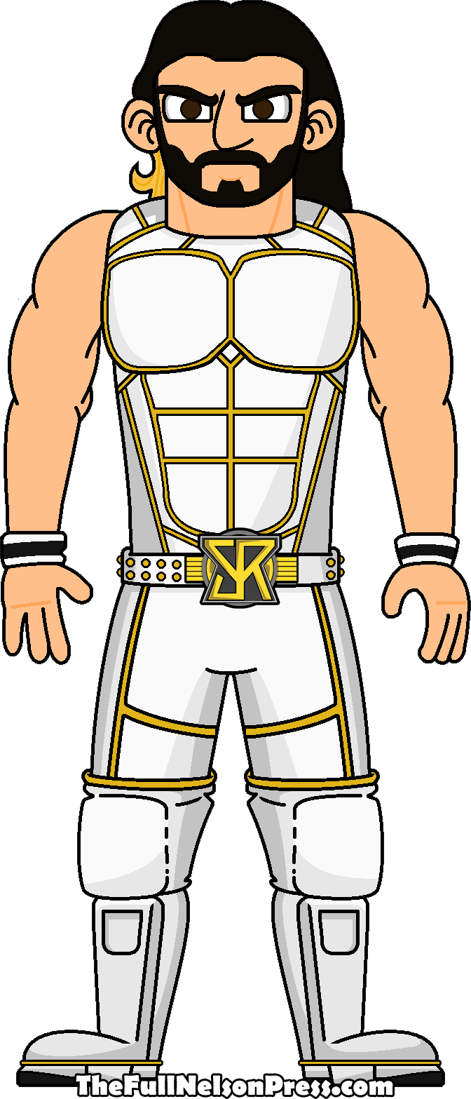 Animated Wrestlerin Whiteand Gold Attire PNG image