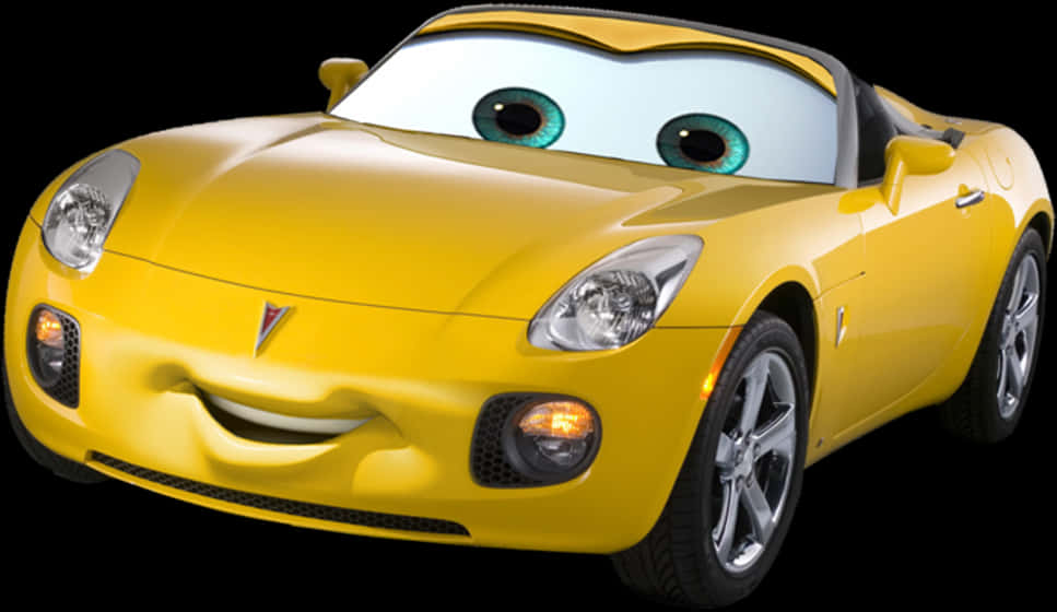 Animated Yellow Sports Car Character PNG image