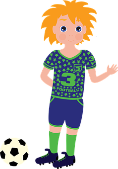 Animated Young Football Player PNG image