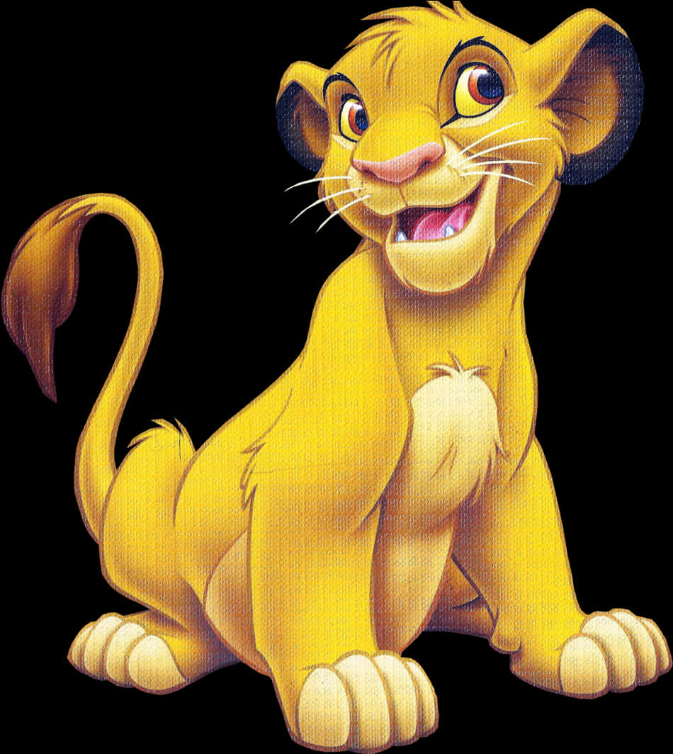 Animated Young Lion Cub Smiling PNG image