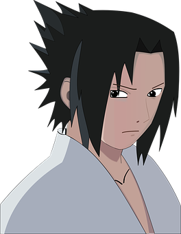 Anime Character Black Hair White Robe PNG image