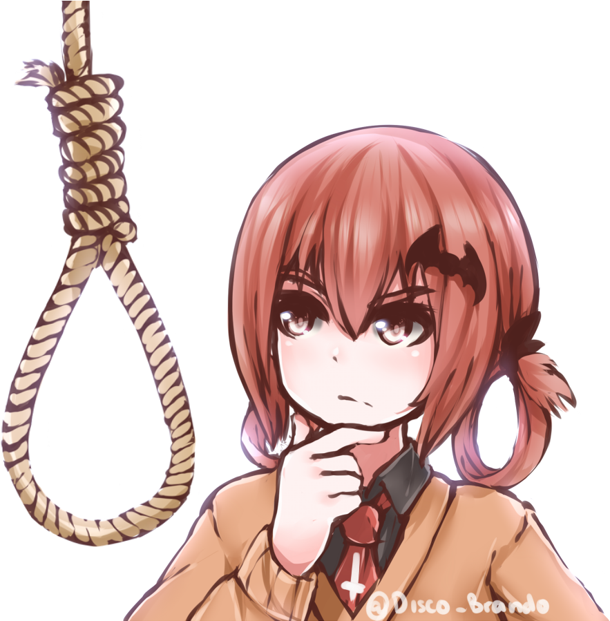 Anime Character Contemplating Noose PNG image