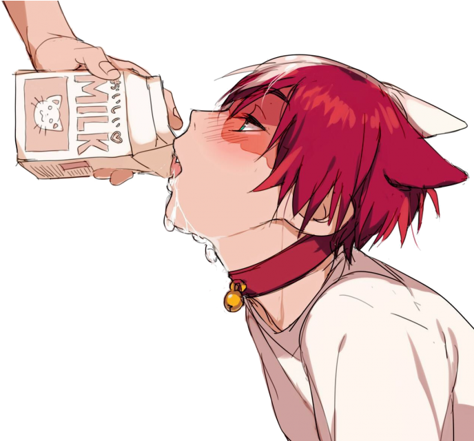 Anime Character Drinking Milk Cartoon PNG image