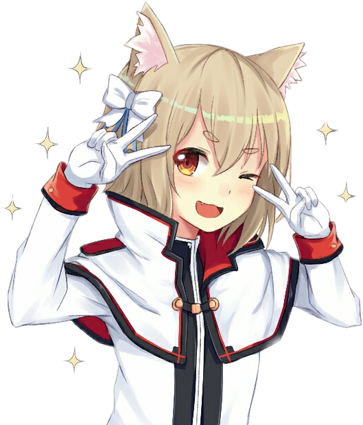 Anime Character Felix Cat Ears Peace Sign PNG image