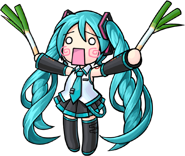 Anime Character Holding Leeks PNG image