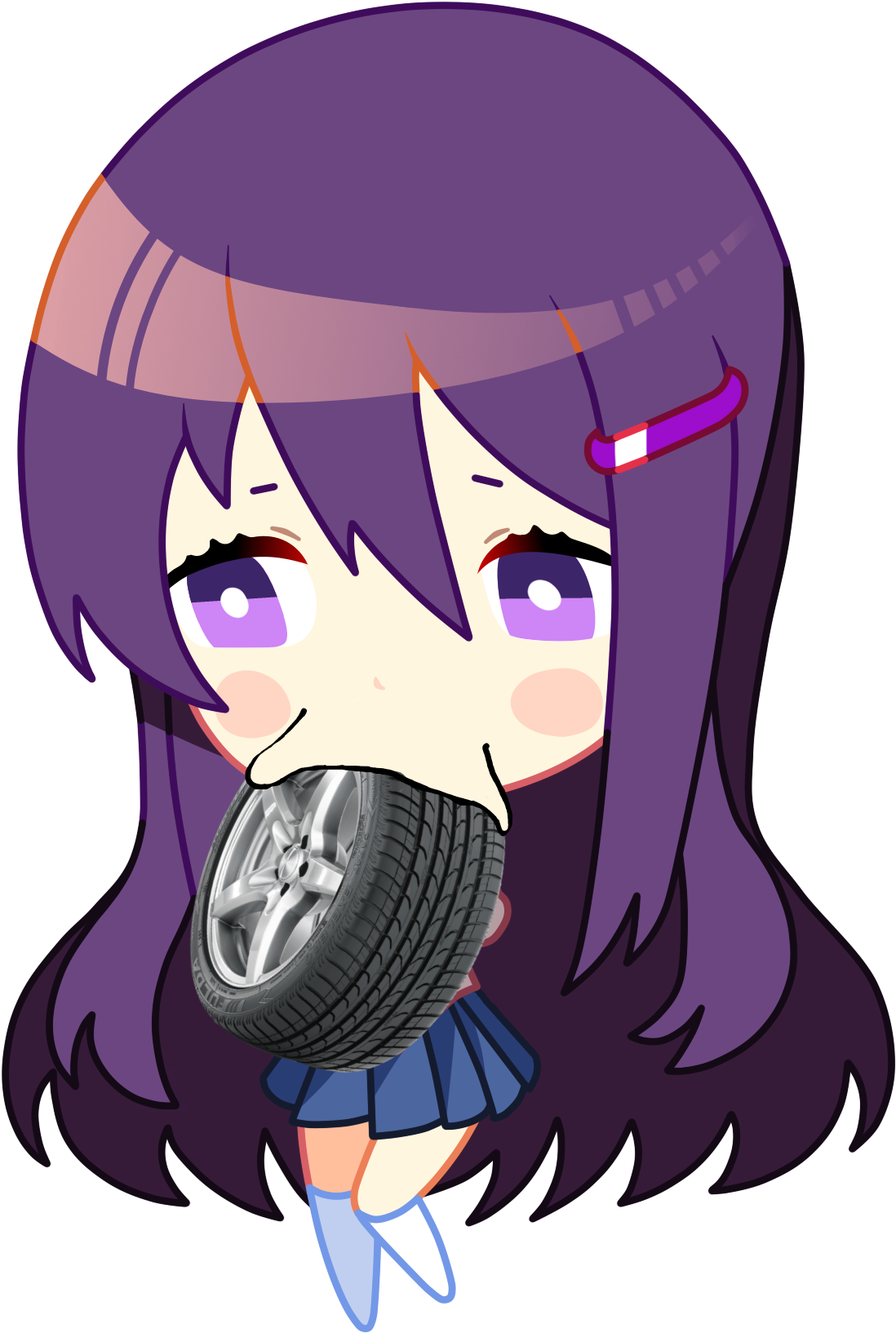 Anime Character Holding Tire PNG image