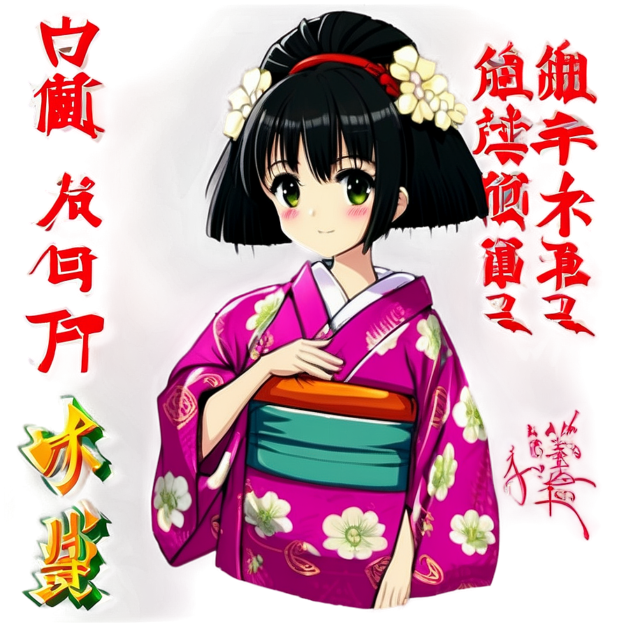 Anime Character In Kimono Png 63 PNG image