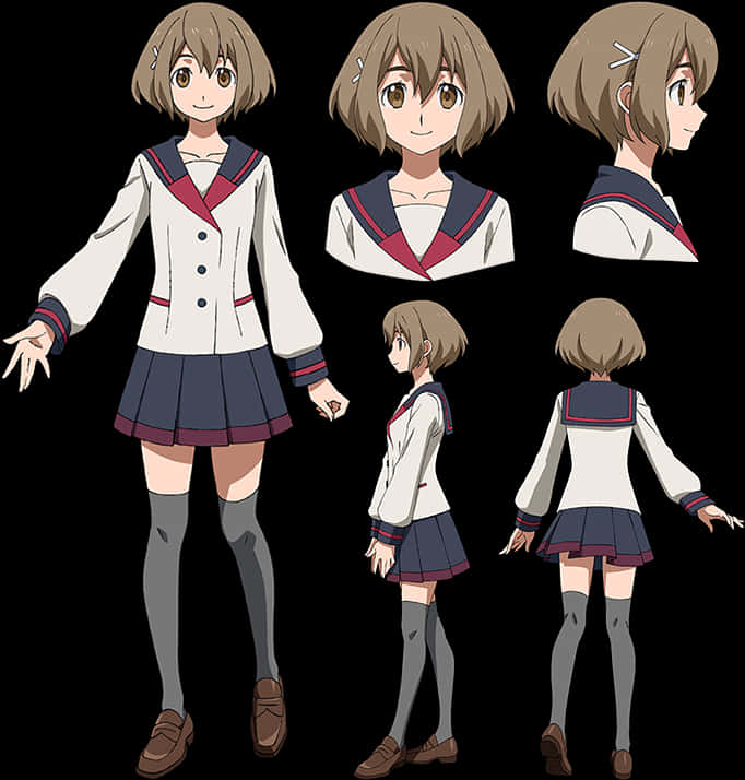 Anime Character Model Sheet Hinata PNG image