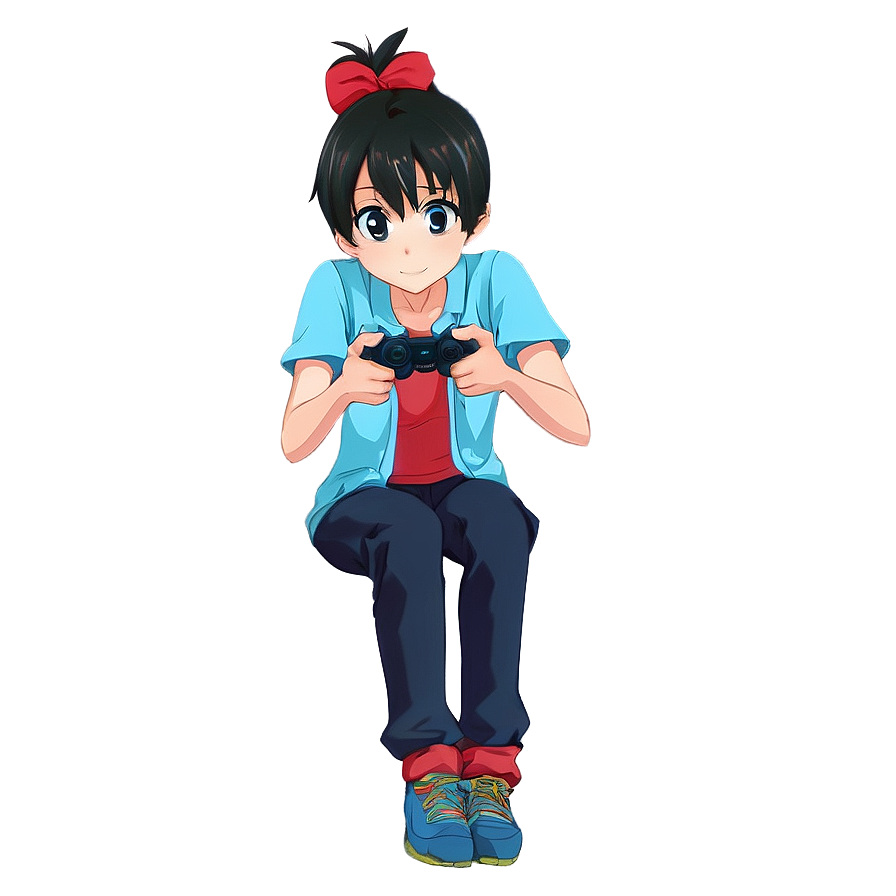 Anime Character Playing Video Games Png Uhe PNG image