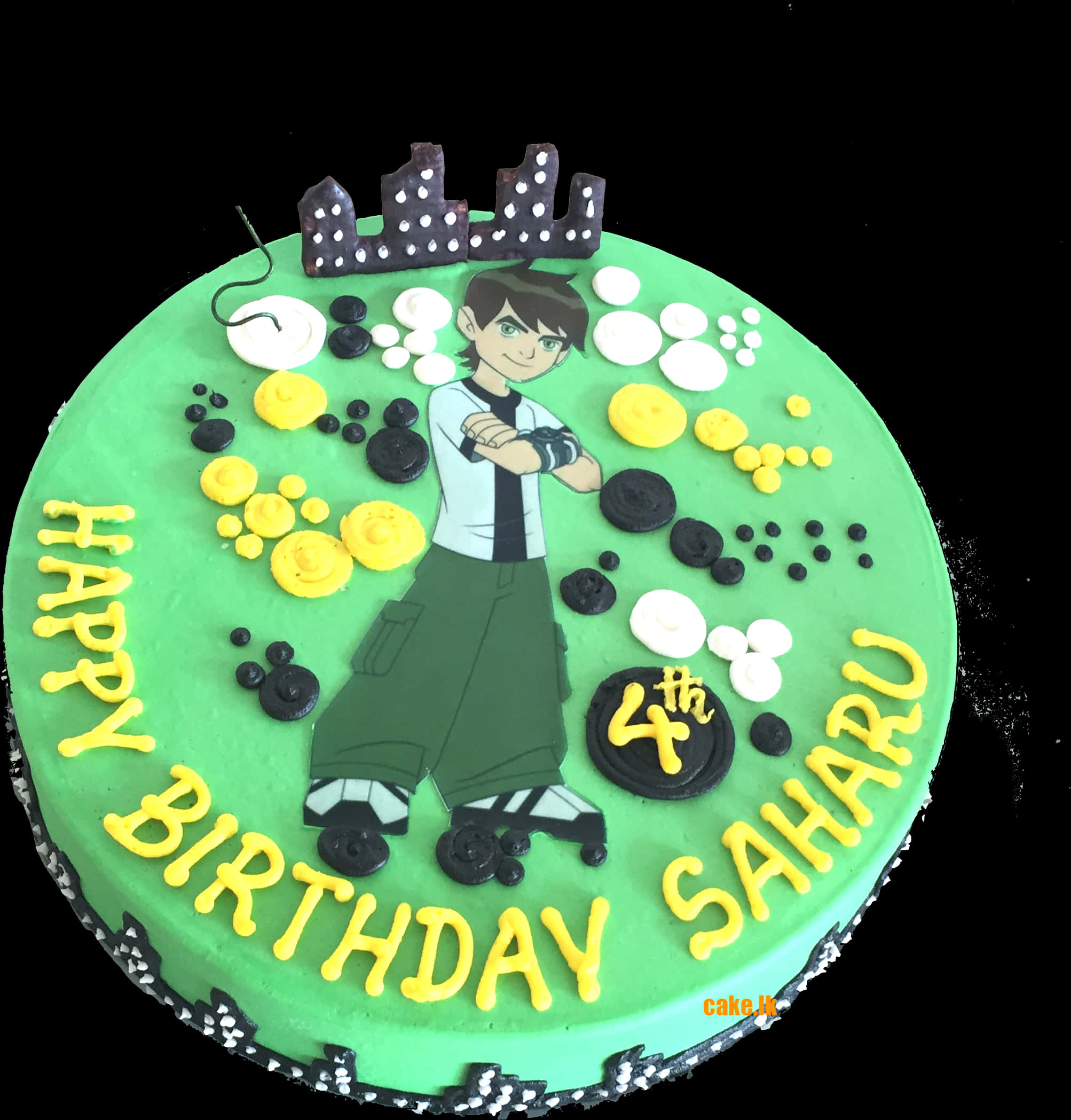 Anime Character Themed Birthday Cake PNG image