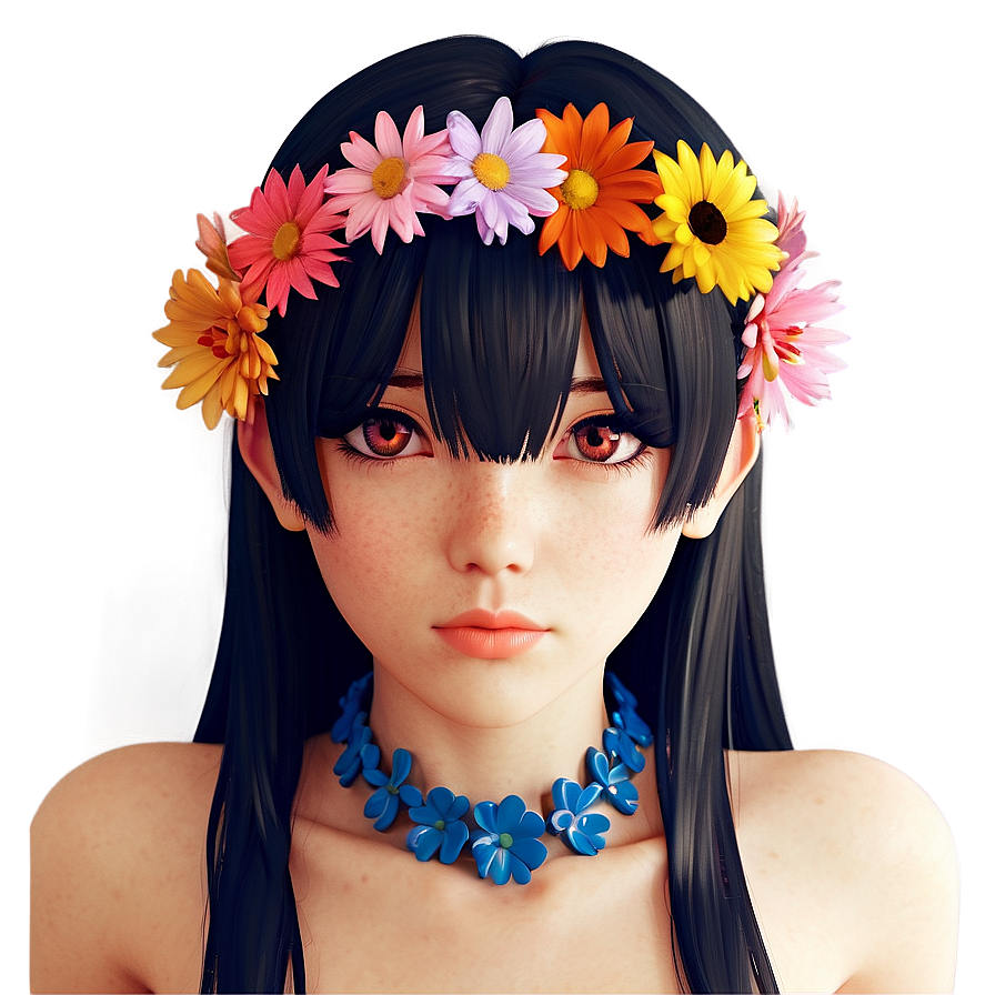 Anime Character With Flower Crown Png 06252024 PNG image