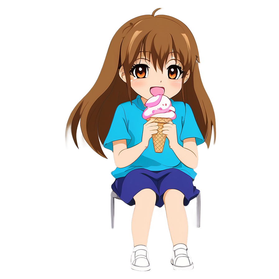 Anime Character With Ice Cream Png Ini PNG image