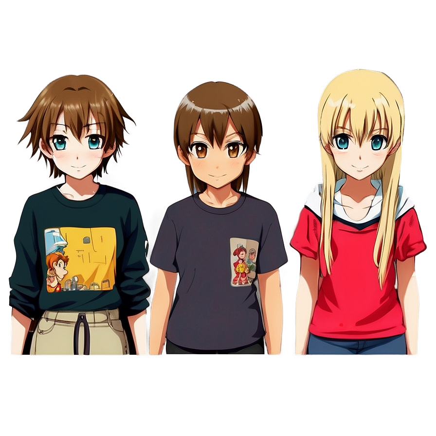 Anime Characters Graphic Tee Png Ljy PNG image