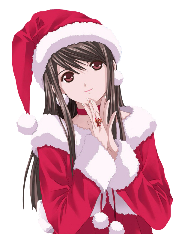 Anime Christmas Santa Costume Girl PNG image