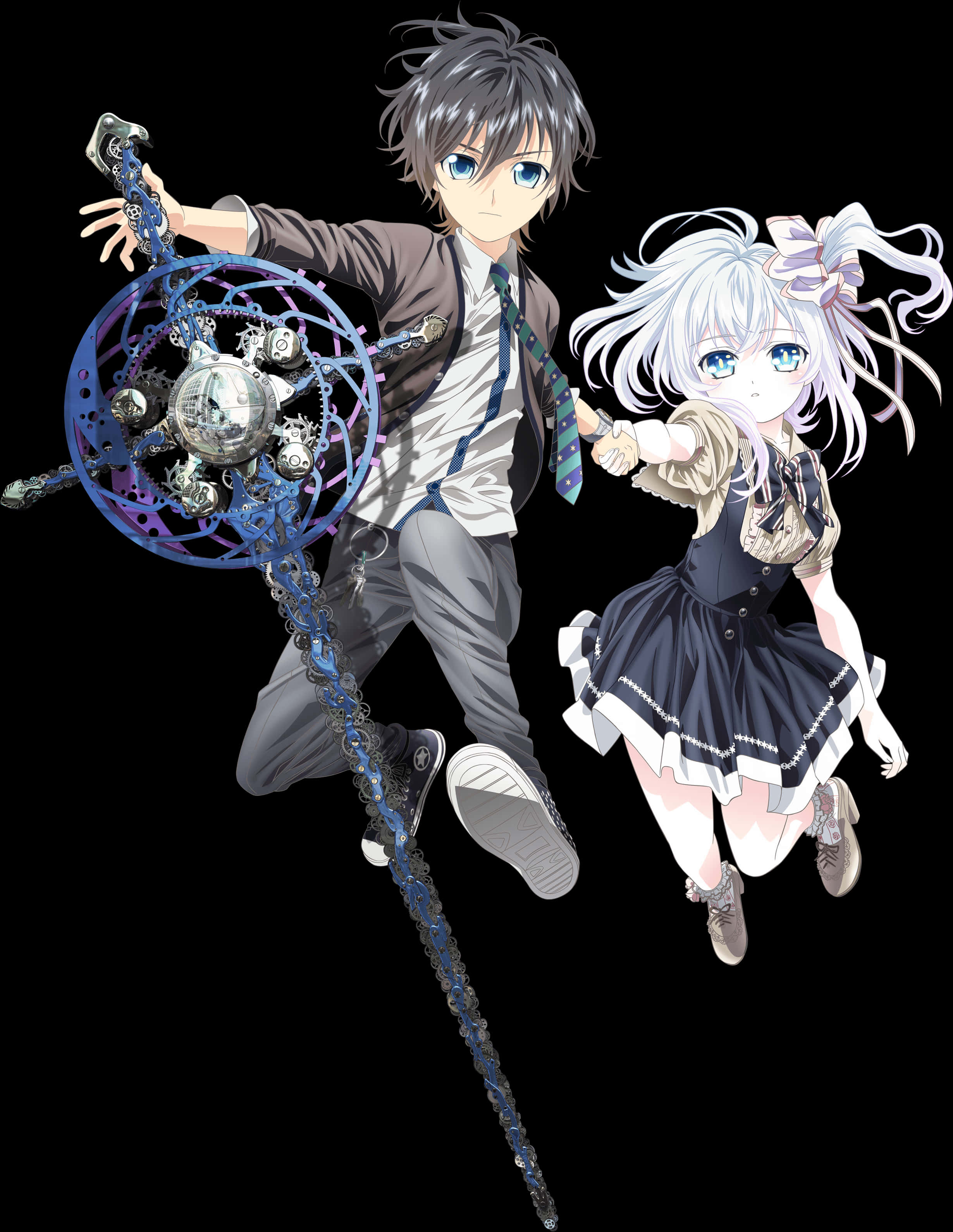 Anime Duo With Mystical Gear PNG image