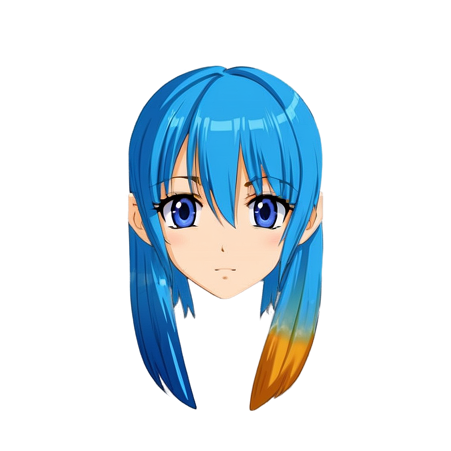 Anime Face With Blue Hair Png Wux13 PNG image