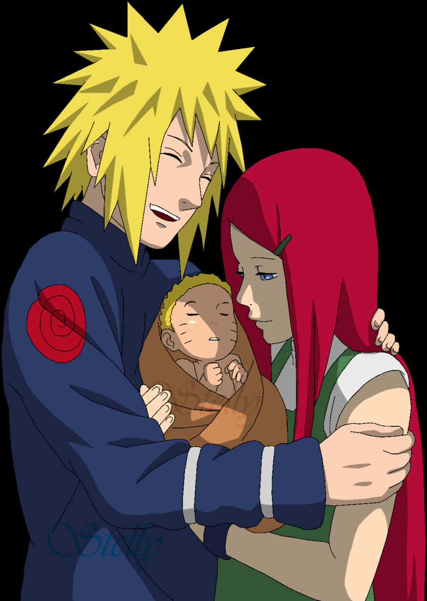 Anime Family Embrace PNG image