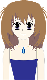 Anime Girl Blue Dress Pendant PNG image