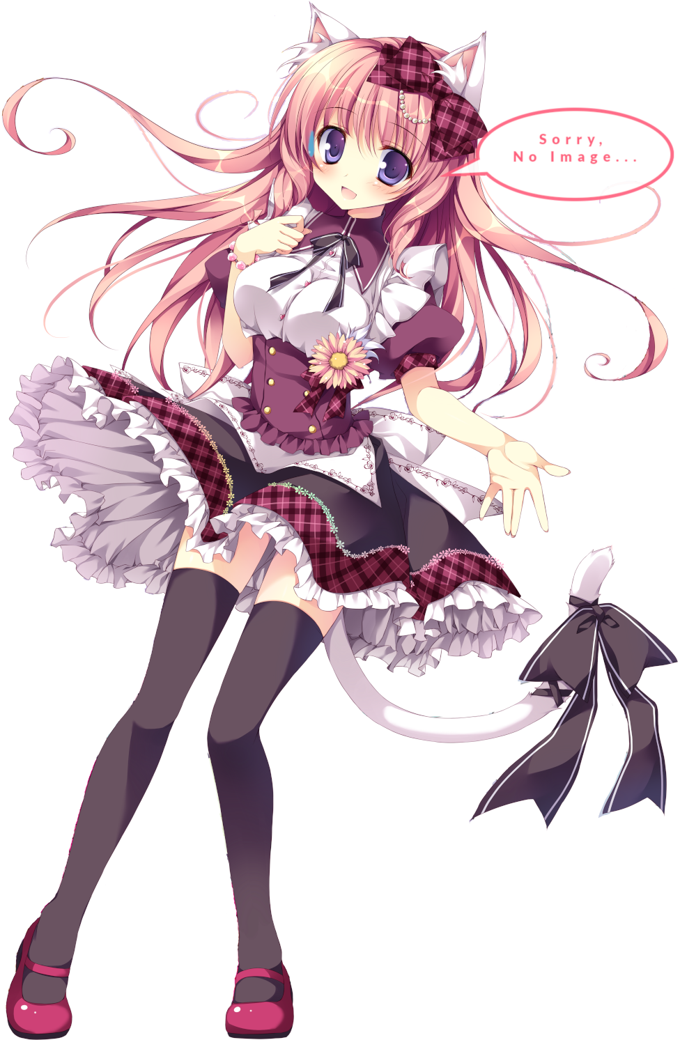 Anime Girl Cat Ears Maid Outfit PNG image