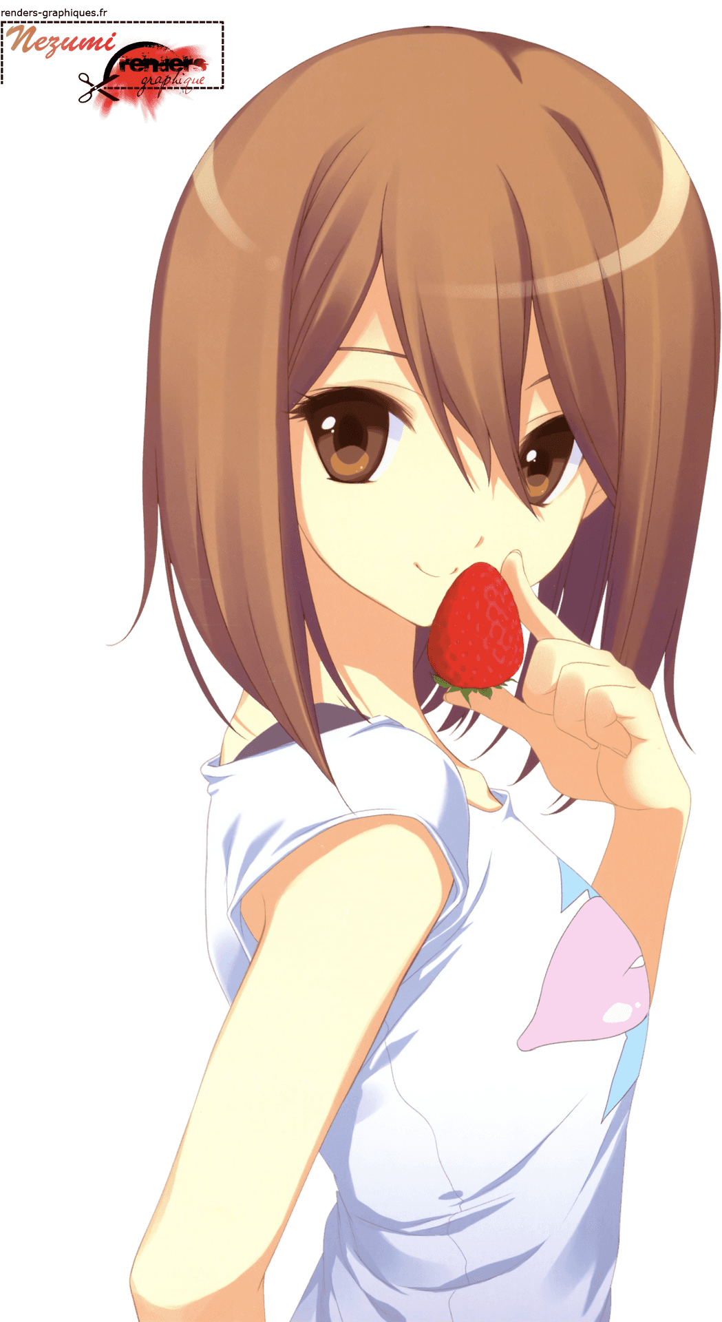 Anime Girl Eating Strawberry PNG image