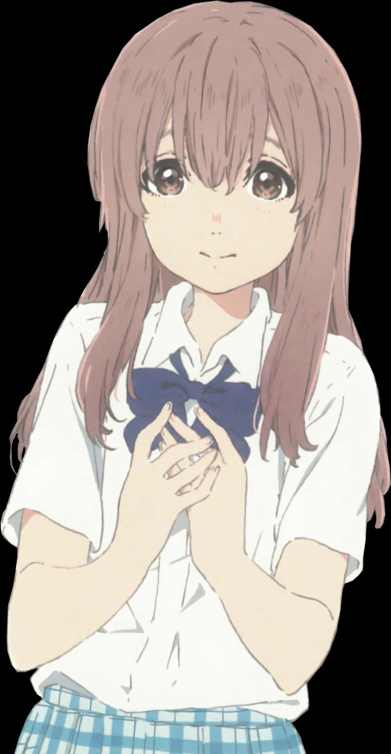 Anime Girl Holding Ribbon PNG image