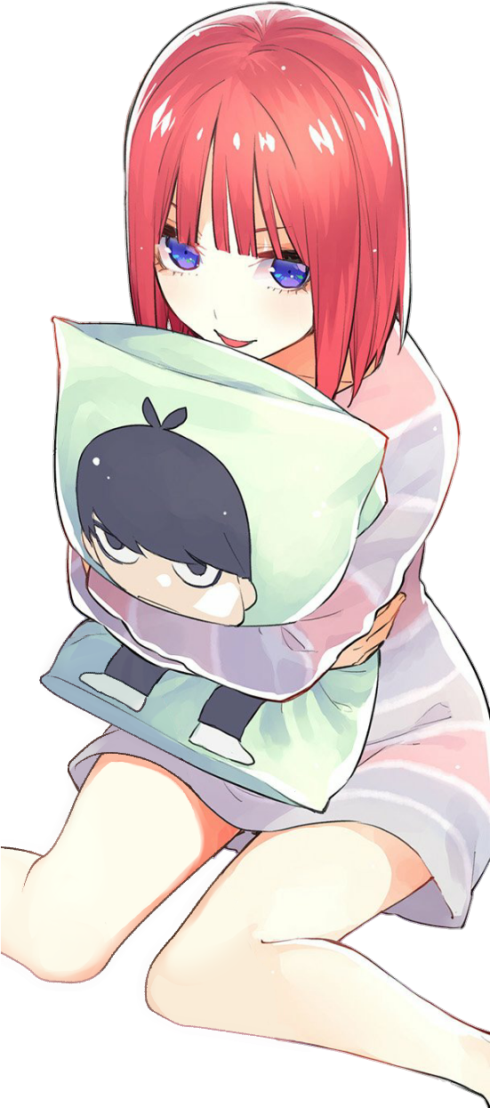 Anime Girl Hugging Character Pillow PNG image