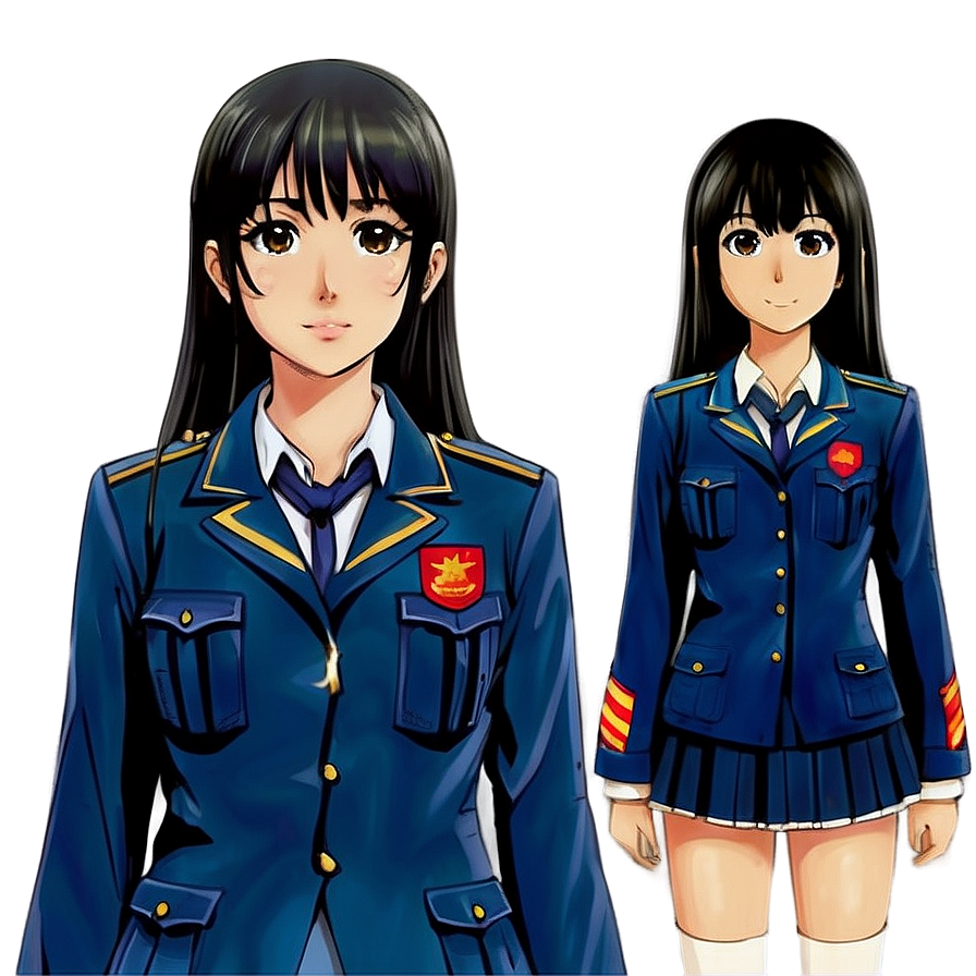 Anime Girl In Uniform Png 05032024 PNG image