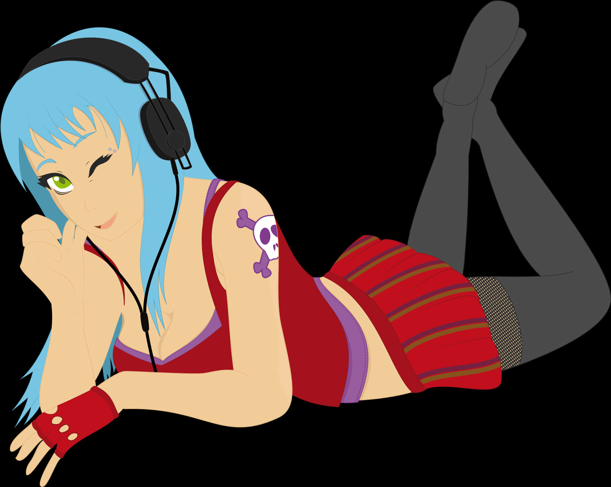 Anime Girl Listeningto Music PNG image