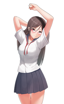 Anime Girl Stretching Pose PNG image