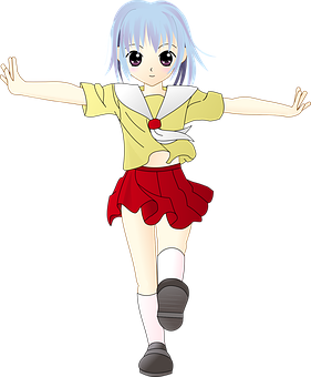 Anime Girl Welcoming Pose PNG image