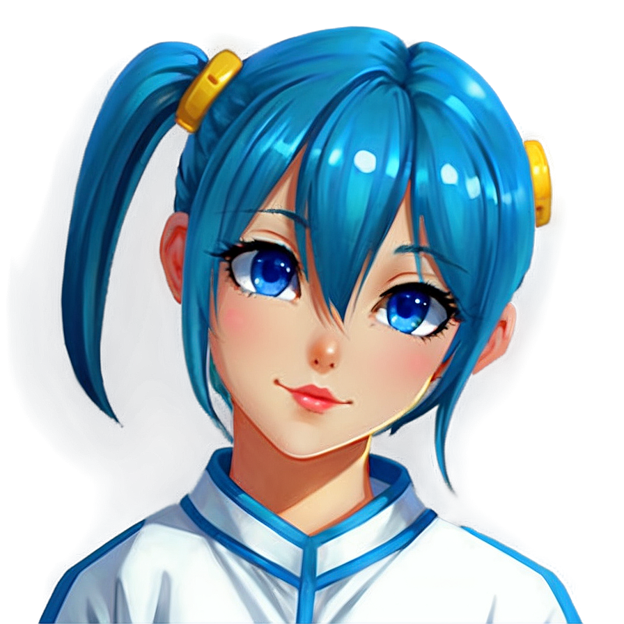 Anime Girl With Blue Hair Png 05032024 PNG image
