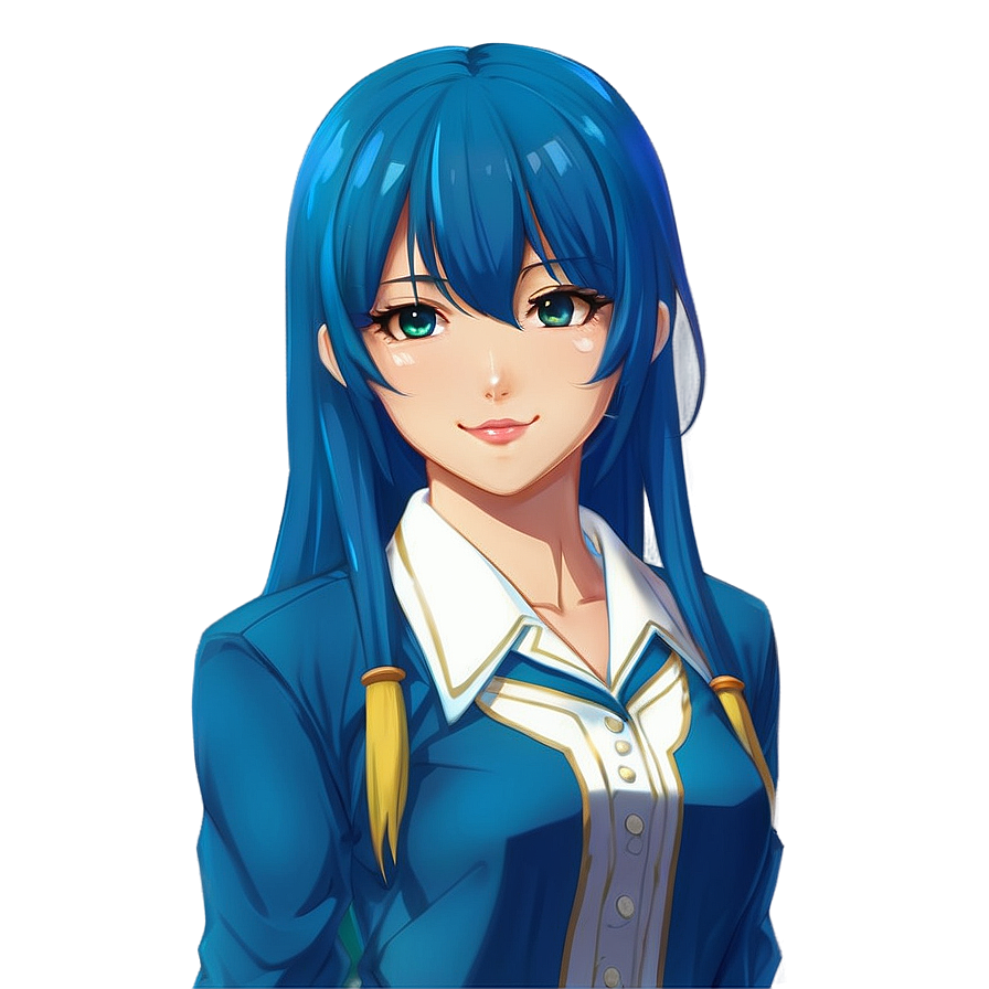 Anime Girl With Blue Hair Png Bxr92 PNG image