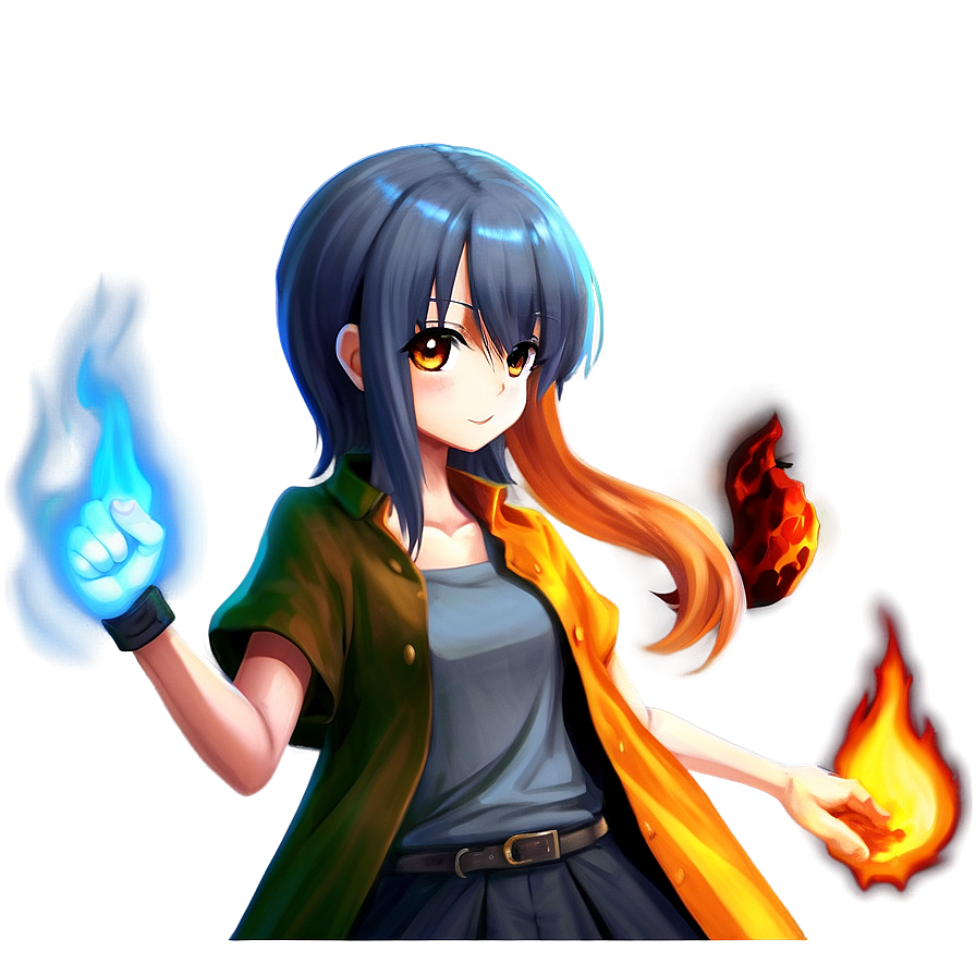 Anime Girl With Fire Powers Png 05032024 PNG image