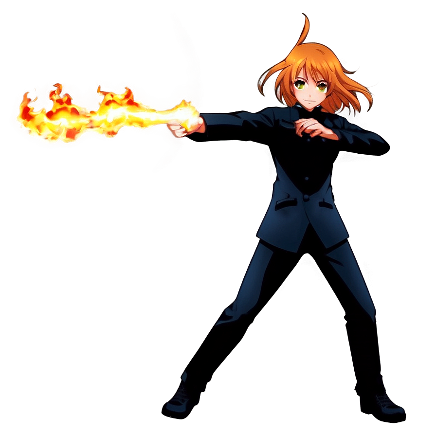 Anime Girl With Fire Powers Png Dvh44 PNG image