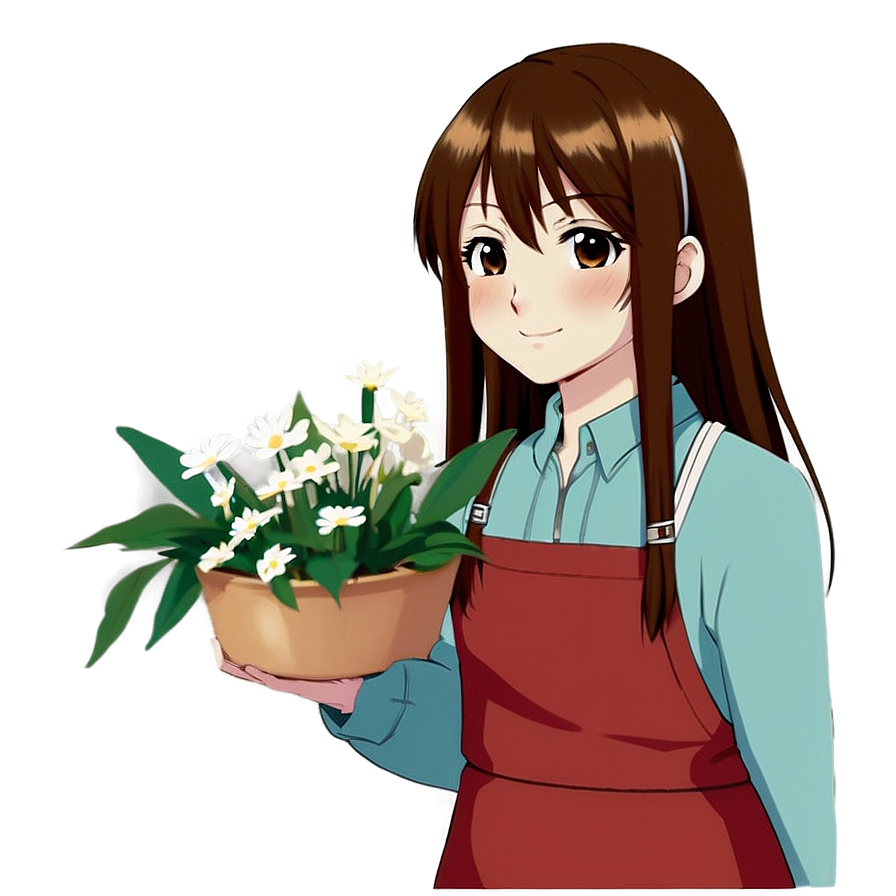 Anime Girl With Flowers Png 05032024 PNG image