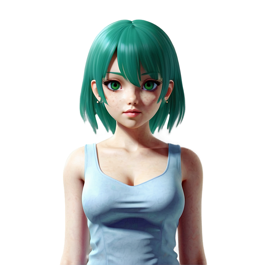 Anime Girl With Green Hair Png 05032024 PNG image